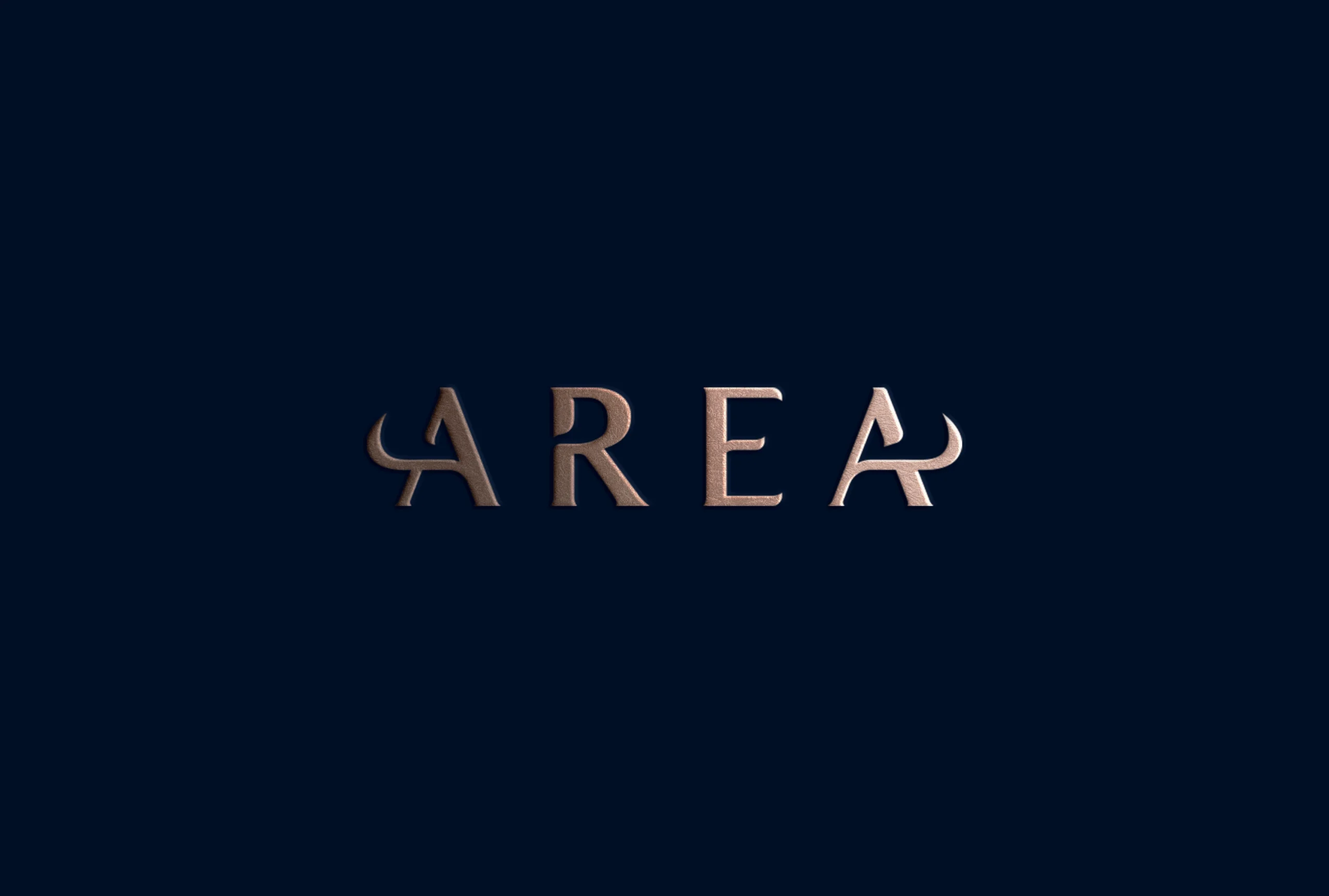 Mockup avec le logo en rose gold pour Area service qui permet de trouver des lieux d'exception