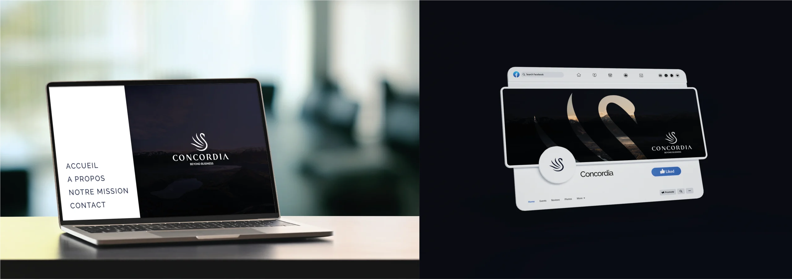 Mockups de site web et de couverture Facebook pour une identité visuelle pour coach